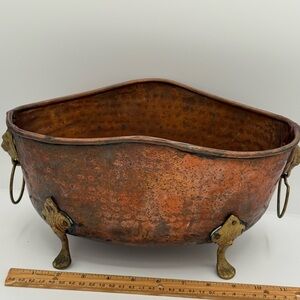 Vintage Copper Planter with Brass Accents